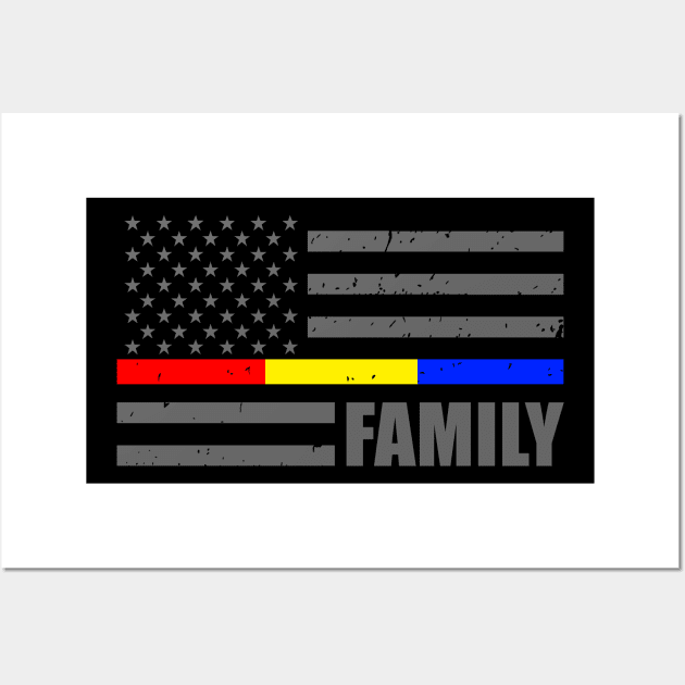 911 Dispatcher Flag - Thin Blue Line - Thin Red Line - Thin Gold Line Wall Art by bluelinemotivation